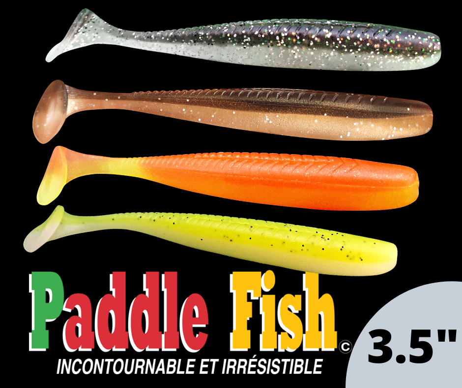 Leurre Souple Paddle Fish Noir Silver 3.5 9cm Target Baits Leurres.